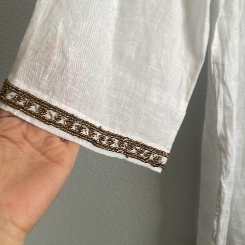Embellished Linen Tunic Size Top Size 3 - Picture 4 of 11